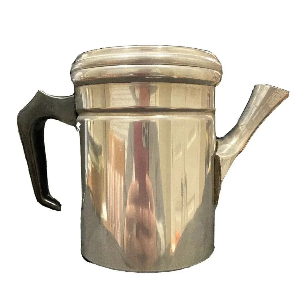 VINTAGE Aluminum Stovetop Tea Coffee Pot Made In Italy Camping Mid Century MCM